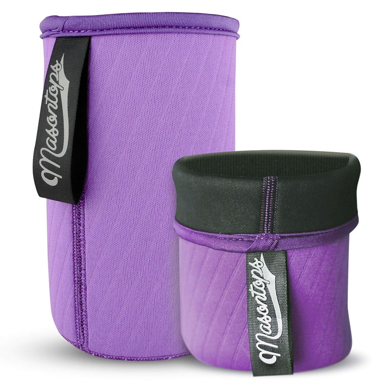Masontops Wide Mouth Mason Jar Neoprene Sleeve - Purple - Triple Insulated Cozy - 2 Sleeves Cover 16-24 oz & Quart Sizes - Image 1